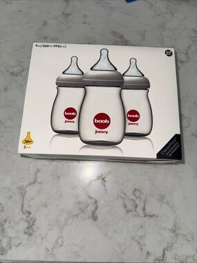 Joovy Boob PPSU Baby Bottles (3-pack) in Gray with Red Logo